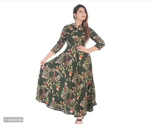 Beautiful Rayon Green Printed Kurta For Women