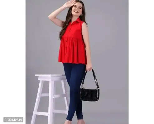 Stylish Red Cotton Solid Top For Women