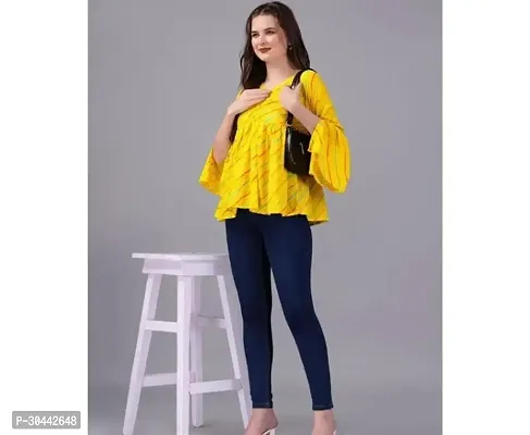 Stylish Yellow Cotton Printed Top For Women