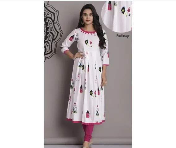 Stylish Rayon Printed Abnarkali Kurtis