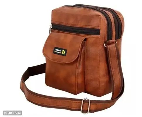 Leather Sling Cross Body Travel Office Business Messenger One Side Shoulder Bag for Men Women-thumb0