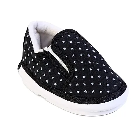 Comfortable Black Synthetic Slip-On Sneakers For Girls