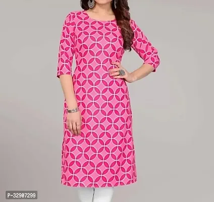 Stylish Pink Cotton Blend Kurta For Women-thumb0