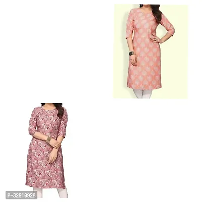 Stylish Self Pattern Cotton Silk Kurta For Women Combo Of 2-thumb0