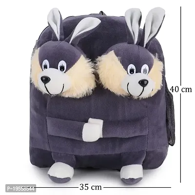 Double Face Dog And Grey Bunny Bag Soft Material School Bag For Kids Plush Backpack Cartoon Toy | Children's Gifts Boy/Girl/Baby For Kids (Age 2 to 6 Year) and Suitable For Nursery,UKG,NKG Student-thumb3