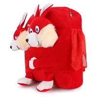 Double Face Red Bunny And Teddy Bag Soft Material School Bag For Kids Plush Backpack Cartoon Toy | Children's Gifts Boy/Girl/Baby For Kids (CAge 2 to 6 Year ) and Suitable For Nursery,UKG,NKG-thumb3