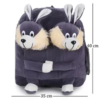 Double Face Grey Bunny And Pooh Bag Soft Material School Bag For Kids Plush Backpack Cartoon Toy | Children's Gifts Boy/Girl/Baby For Kids (Age 2 to 6 Year) and Suitable For Nursery,UKG,NKG-thumb1