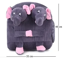 Double Face Elephant And Grey Bunny Bag Soft Material School Bag For Kids Plush Backpack Cartoon Toy | Children's Gifts Boy/Girl/Baby For Kids (Age 2 to 6 Year) and Suitable For Nursery,UKG,NKG-thumb1