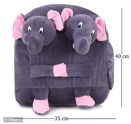 Double Face Elephant And Grey Bunny Bag Soft Material School Bag For Kids Plush Backpack Cartoon Toy | Children's Gifts Boy/Girl/Baby For Kids (Age 2 to 6 Year) and Suitable For Nursery,UKG,NKG-thumb2