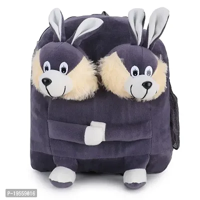 Double Face Grey Bunny Bag Soft Material School Bag For Kids Plush Backpack Cartoon Toy | Children's Gifts Boy/Girl/Baby/ Decor Bag For Kids (Age 2 to 6 Year) and Suitable For Nursery,UKG,NKG Student