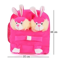 Double Face Pink Bunny And Mickey Bag Soft Material School Bag For Kids Plush Backpack Cartoon Toy | Children's Gifts Boy/Girl/Baby For Kids ( Age 2 to 6 Year ) and Suitable For Nursery,UKG,NKG-thumb1