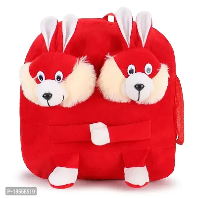 Double Face Red Bunny Bag Soft Material School Bag For Kids Plush Backpack Cartoon Toy | Children's Gifts Boy/Girl/Baby/ Decor BagFor Kids (Age 2 to 6 Year) Suitable For Nursery,UKG,NKG Student