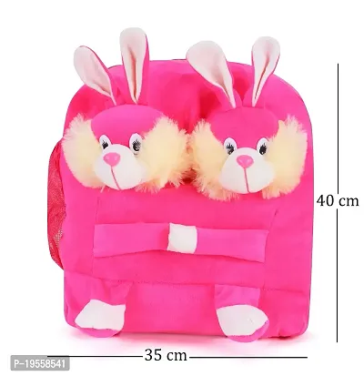 Double Face Dog And Pink Bunny Bag Soft Material School Bag For Kids Plush Backpack Cartoon Toy | Children's Gifts Boy/Girl/Baby For Kids (Age 2 to 6 Year) and Suitable For Nursery,UKG,NKG Student-thumb3