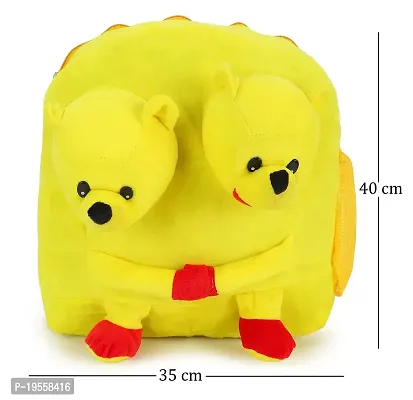 Double Face Grey Bunny And Pooh Bag Soft Material School Bag For Kids Plush Backpack Cartoon Toy | Children's Gifts Boy/Girl/Baby For Kids (Age 2 to 6 Year) and Suitable For Nursery,UKG,NKG-thumb3