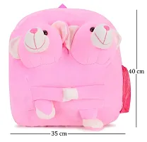 Double Face Red Bunny And Teddy Bag Soft Material School Bag For Kids Plush Backpack Cartoon Toy | Children's Gifts Boy/Girl/Baby For Kids (CAge 2 to 6 Year ) and Suitable For Nursery,UKG,NKG-thumb2