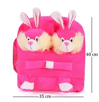 Double Face Pink Bunny And Purple Doll Bag Soft Material School Bag For Kids Plush Backpack Cartoon Toy | Children's Gifts Boy/Girl/Baby For Kids (Age 2 to 6 Year) and Suitable For Nursery,UKG,NKG-thumb1