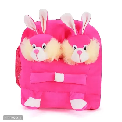 Double Face Pink Bunny Bag Soft Material School Bag For Kids Plush Backpack Cartoon Toy | Children's Gifts Boy/Girl/Baby/ Decor Bag For Kids (Age 2 to 6 Year) and Suitable For Nursery,UKG,NKG Student