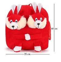 Double Face Red Bunny And Teddy Bag Soft Material School Bag For Kids Plush Backpack Cartoon Toy | Children's Gifts Boy/Girl/Baby For Kids (CAge 2 to 6 Year ) and Suitable For Nursery,UKG,NKG-thumb1