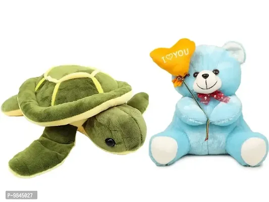 1 Pcs Tortoise And 1 Pcs Blue Love Teddy Best Gift For Couple High Quality Soft Toy ( Tortoise - 30 cm And Teddy - 25 cm )