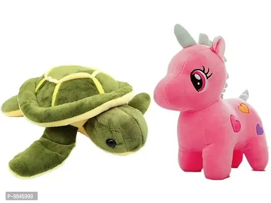 1 Pcs Tortoise And 1 Pcs Pink Unicorn Best Gift For Couple High Quality Soft Toy ( Tortoise - 30 cm And Unicorn - 25 cm )