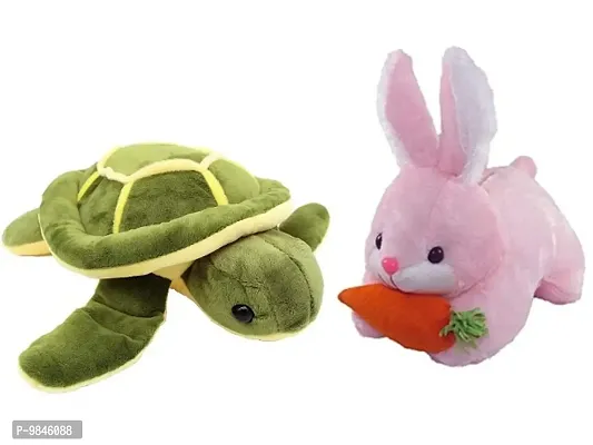 1 Pcs Tortoise And 1 Pcs Pink Rabbit Best Gift For Couple High Quality Soft Toy ( Tortoise - 30 cm And Rabbit - 25 cm )