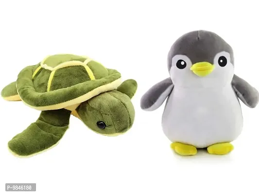 1 Pcs Tortoise And 1 Pcs Grey Penguin Best Gift For Couple High Quality Soft Toy ( Tortoise - 30 cm And Penguin - 30 cm )