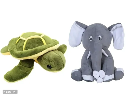 1 Pcs Tortoise And 1 Pcs Grey Appu Elephant Best Gift For Couple High Quality Soft Toy ( Tortoise - 30 cm And Elephant - 25 cm )