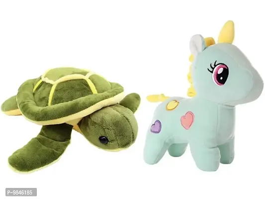 1 Pcs Tortoise And 1 Pcs Green Unicorn Best Gift For Couple High Quality Soft Toy ( Tortoise - 30 cm And Unicorn - 25 cm )