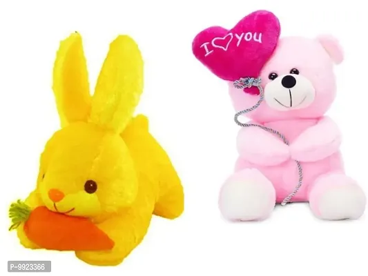 2 Pcs Soft toys High Quality Stuffed Toys ( Rabbit - 25 cm And Teddy - 25 cm )