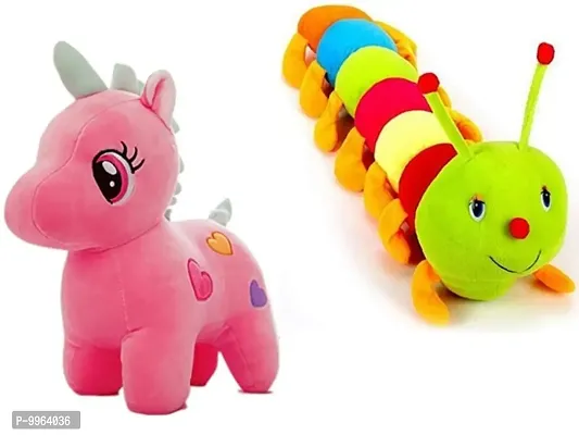 1 Pcs Pink Unicorn And 1 Pcs Caterpillar Best Gift For Couple High Quality Soft Toy ( Unicorn - 25 cm And Caterpillar - 60 cm )