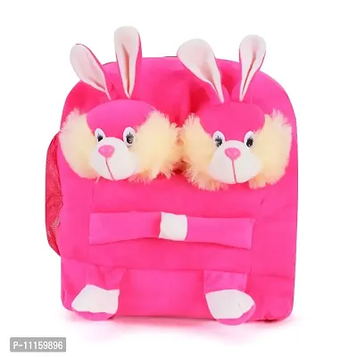 Double Face Pink Bunny Bag Soft Material School Bag For Kids Plush Backpack Carto and Suitable For Nursery,UKG,NKG