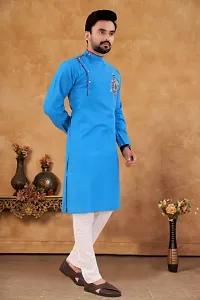 Mens Kurta With Pyajamas, Mens Wedding Kurta With Chudidar, Mens Kurta Set-thumb2