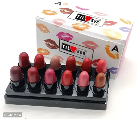 Tilkor Mini Matte Travel Combo Lipstick Set Of 12 -Mix Color, 15 G