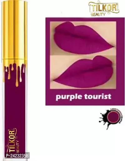 Tilkor Non Transfer Professionally Long-Lasting Liquid Lipstick -Purple, 6 Ml