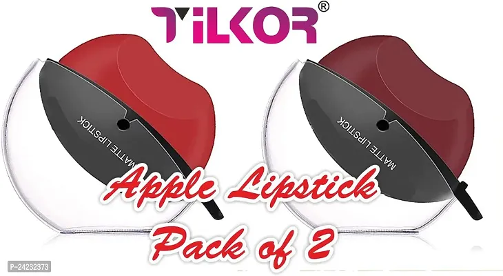 Tilkor Lazy Lipsticks Lip Shape Lipstick -Red And Maroon, 40 G