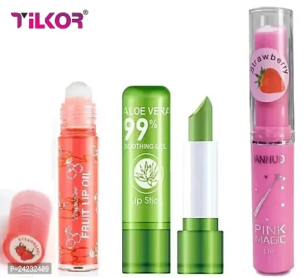 Tilkor Fruity Flavour Lip Balm Colour Changer Mix -Pack Of 1, 3 G