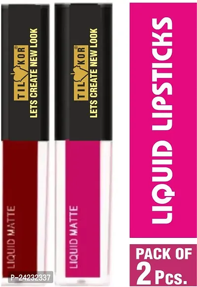 Tilkor Non Transfer Waterproof Long Last Sensational Liquid Matte Mini Lipstick -Red, Pink, 30 Ml