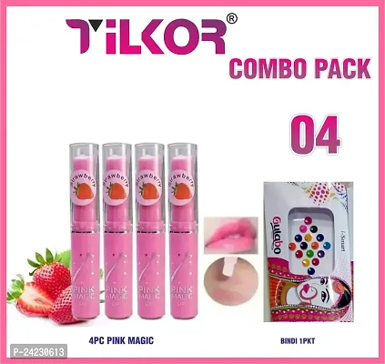 Tilkor Pink Magic Magic Pink Lipstick And Bindi-5 Pieces Set