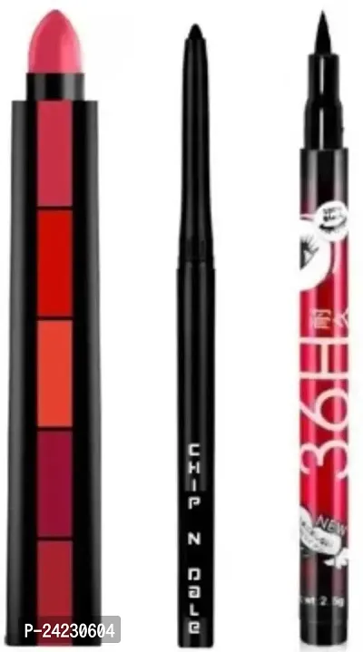 Tilkor 5In1 Lipstick, Ads Kajal And H36 Eyeliner -3 Pieces Set-thumb0