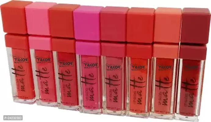 Tilkor Long Lasting Smudge Proof Lipstick , Non Transfer Me Girl Set Of 8, 80 Ml-thumb2