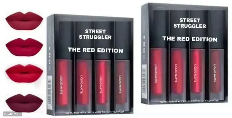 Tilkor Non Transfer Liquid Matte Mini Lipstick Combo -4 Color Red, 50 Ml