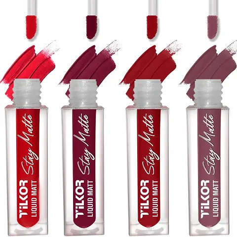 FORFOR? Stay Matte Long Lasting Mini Liquid Lipstick Waterproof Combo of 4