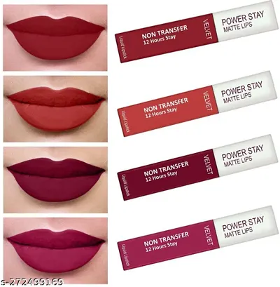 PERPAA® Power Stay Liquid Matte Lipstick - Waterproof Combo of 4 (Upto12 Hrs Stay)