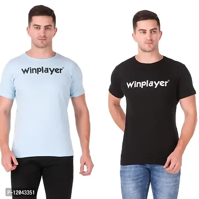 WINPLAYER Tshirt'S Pack of 2 Black Light Blue-thumb0