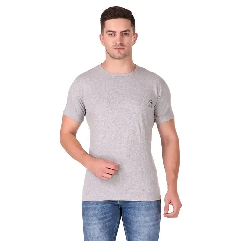 BAZARVILLE Branded Round Neck Plain T Shirts for Men Women (BV-BLTY-PLAIN-XS-33, Grey, XS)