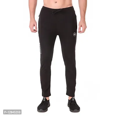 WINPLAYER Men's and Boy's 4 Way Lycra Track Pant|Trouser for Sports (Color-Black, Size-L)