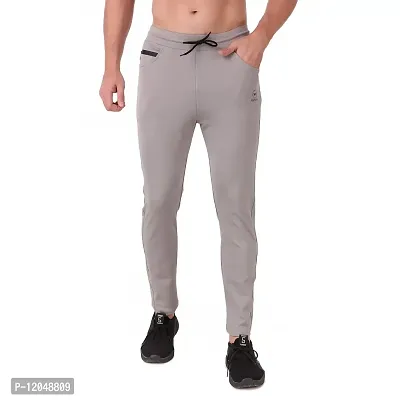 WINPLAYER Men's and Boy's 4 Way Lycra Track Pant|Trouser for Sports (Color-Light Grey, Size-2XL)