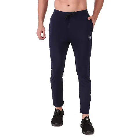 WINPLAYER Men's and Boy's 4 Way Lycra Track Pant|Trouser for Sports (Color-Navy Blue, Size-M)