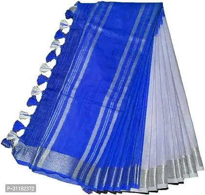 Stylish Cotton Blend Saree With Blouse Piece For Women-thumb0