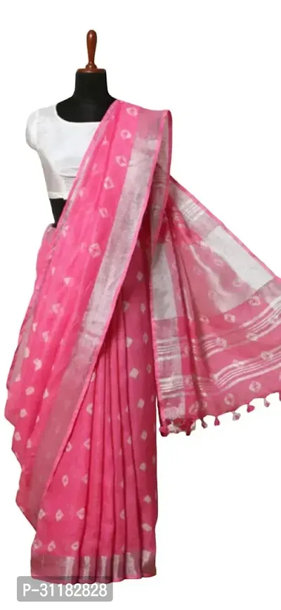 Stylish Cotton Blend Saree With Blouse Piece For Women-thumb0